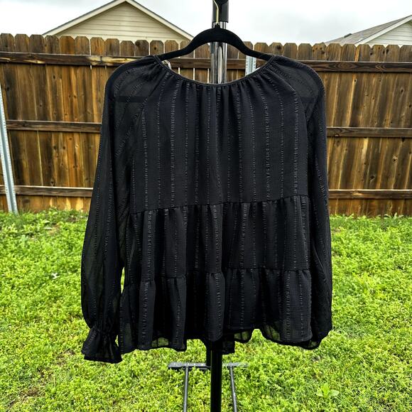 Andree by Unit Black Sheer long sleeve blouse Size Medium - Picture 2 of 5